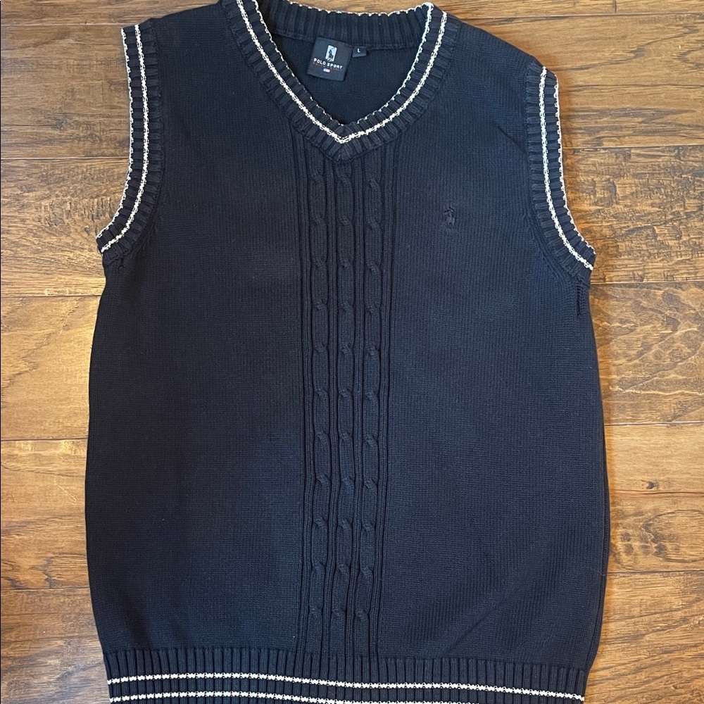 Ralph Lauren Polo Sport Cableknit Vest Black and Cream